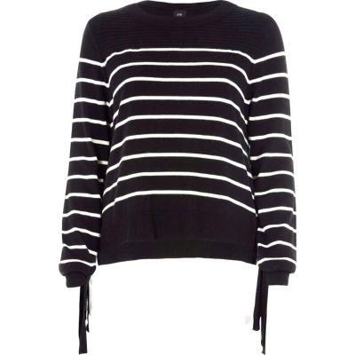 River Island Womens Stripe Knit Tie Side Layered Jumper