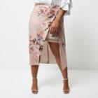 River Island Womens Plus Floral Print Wrap Midi Skirt