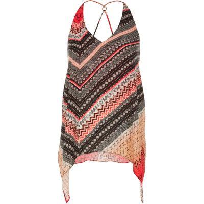 River Island Womens Print Hanky Hem Cami Top