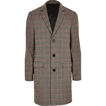 River Island Mens Check Smart Overcoat