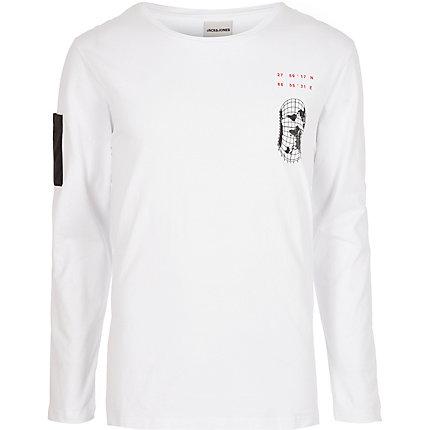 Mens Jack And Jones White Long Sleeve T-shirt