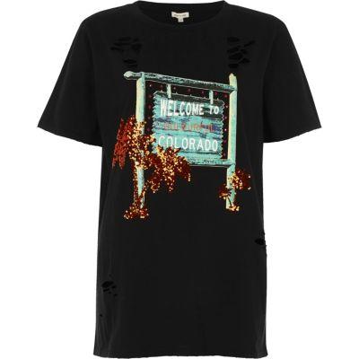 River Island Womens Colorado Print Sequin Tee