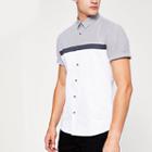 River Island Mens White Check Block Print Short Sleeve Shirt