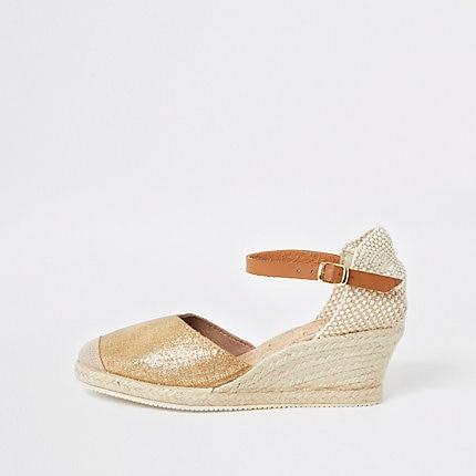 River Island Womens Ravel Gold Espadrille Wedges