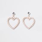 River Island Womens Gold Faux Pearl Heart Stud Earrings