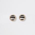 River Island Womens Zebra Print Diamante Stud Earrings