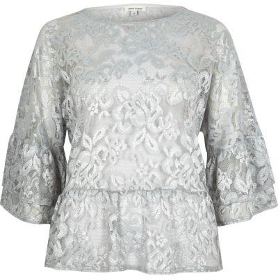 River Island Womens Lace Flared Top