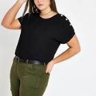River Island Womens Plus Button Detail T-shirt