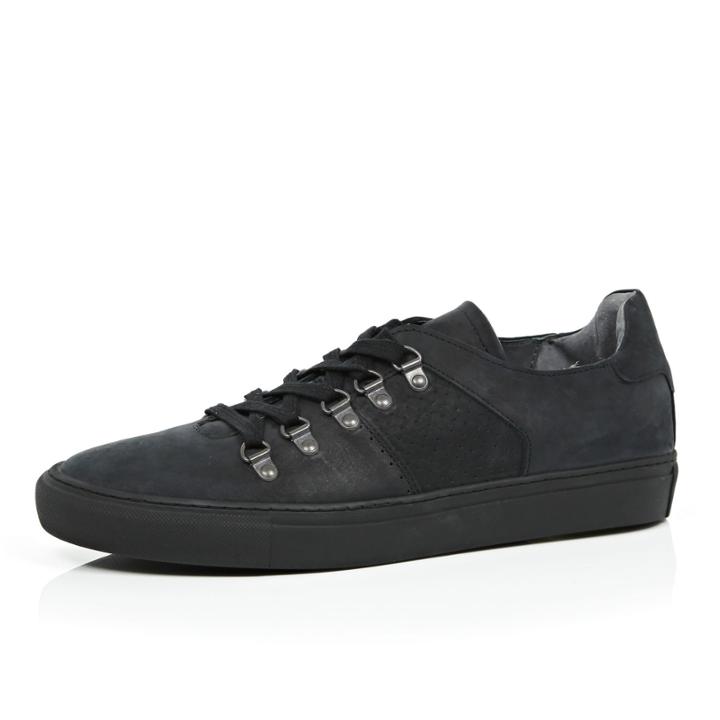 River Island Mensblack Nubuck D Ring Skater Sneakers