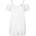 River Island Womens White Lace Trim Bardot Playsuit Cover-up