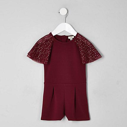 River Island Mini Girls Mesh Sleeve Playsuit