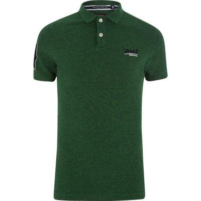 River Island Mens Superdry Logo Pique Polo Shirt