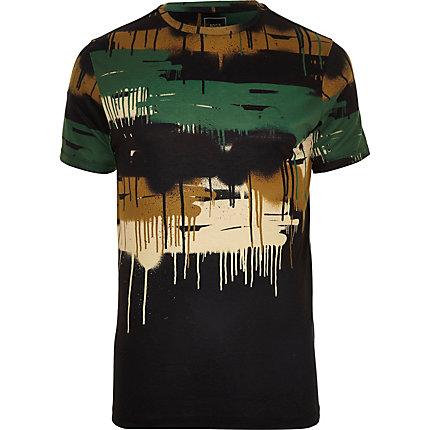 River Island Mens Camo Drip Slim Fit T-shirt