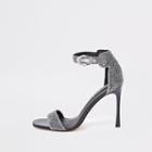 River Island Womens Silver Glittle Barely There Sandals