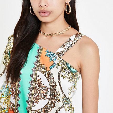 River Island Womens Scarf Print One Shoulder Top