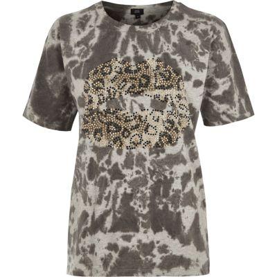 River Island Womens Tie Dye Lips Heatseal Boyfriend T-shirt