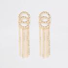 River Island Womens Gold Tone Twist Tassel Drop Earrings