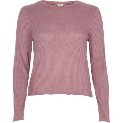 River Island Womens Ribbed Lace-up Back Top