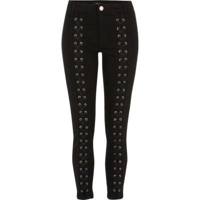 River Island Womens Lace-up Front Skinny Molly Jeans