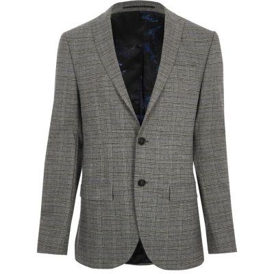 River Island Mens Check Stretch Slim Fit Suit Jacket