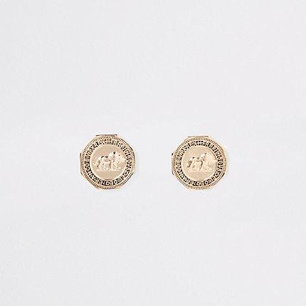 River Island Womens Gold Colour Coin Stud Earrings