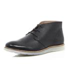 River Island Mensblack Leather Wedge Sole Chukka Boots