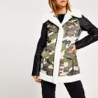 River Island Womens Camo Faux Fur Trim Jacket
