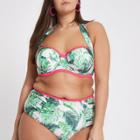 River Island Womens Plus Palm Print Halter Bikini Top