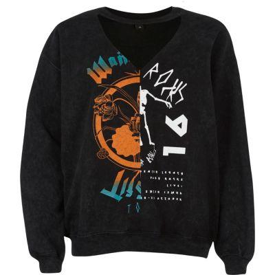 River Island Womens Splice Print Choker Sweatshirt