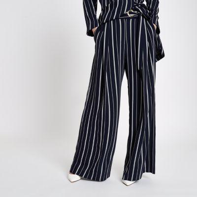 River Island Womens Stripe Eyelet Tie Side Wide Leg Trousers
