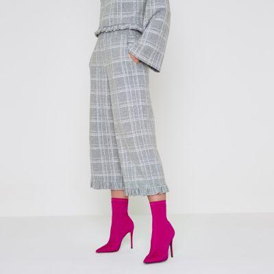 River Island Womens Check Frill Hem Knit Culottes