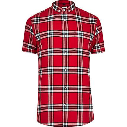 River Island Mens Check Print Short Sleeve Shirt