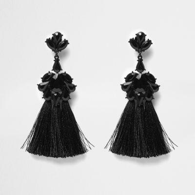 River Island Womens Embellished Tassel Clip On Earrings