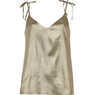 River Island Womens Gold Metallic Cami Top
