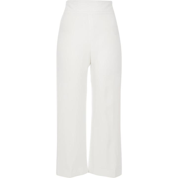 River Island Womens White Cropped Wide Leg Trousers