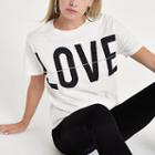 River Island Womens Petite White 'love' Print Diamante T-shirt