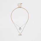 River Island Womens Gold Color T Bar Necklace Multipack