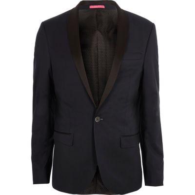 River Island Mens And Black Stretch Skinny Tuxedo Jacket