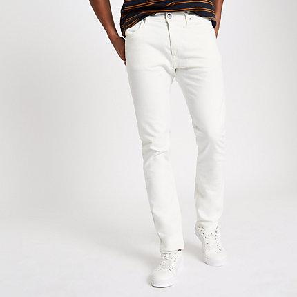 River Island Mens Lee White Slim Fit Tapered Luke Jeans