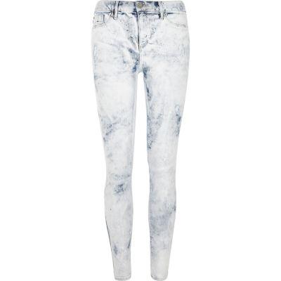 River Island Womens White Acid Wash Paint Effect Molly Jeggings