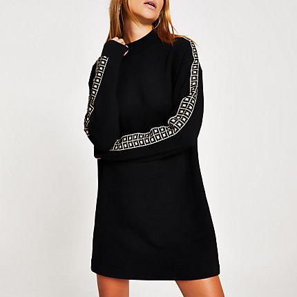 River Island Womens Ri Diamante Tape Sweatshirt Dress