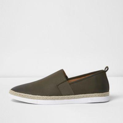 River Island Menskhaki Nubuck Espadrille Plimsolls