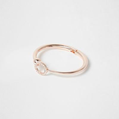 River Island Womens Rose Gold Tone Rhinestone Pave Circle Cuff