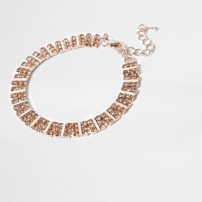 River Island Womens Gold Tone Square Rhinestone Bracelet