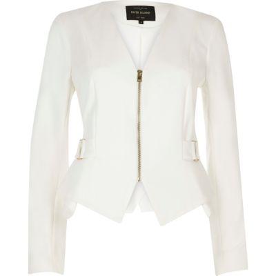 River Island Womens White Peplum Jacket