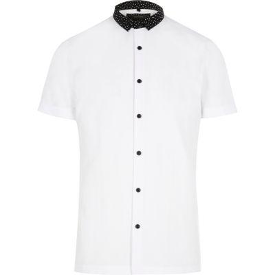 River Island Menswhite Contrast Collar Smart Slim Fit Shirt
