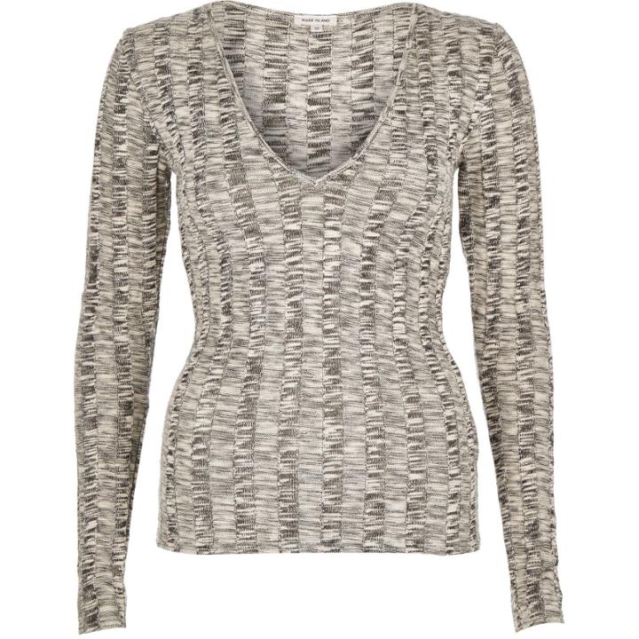 River Island Womens Chunky Ribbed V-neck Top