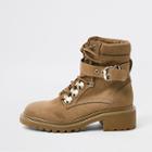 River Island Womens Faux Suede Tongue Lace-up Boots