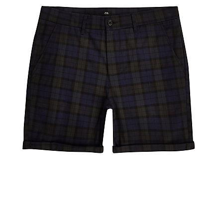 River Island Mens Check Skinny Chino Shorts