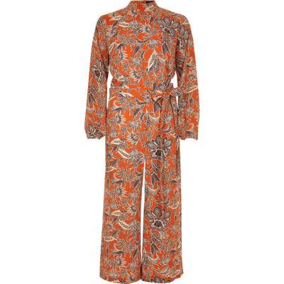 River Island Womens Print High Neck Cropped Jumpsuit